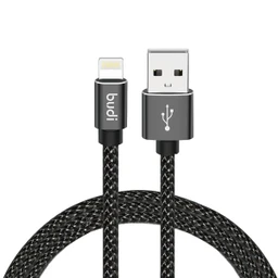 کابل شارژ کنفی USB به لایتنینگ بودی مدل Budi DC206L10B طول 1 متر با گارانتی ۱۸ ماهه شرکتی (۶ ماه تعویض)