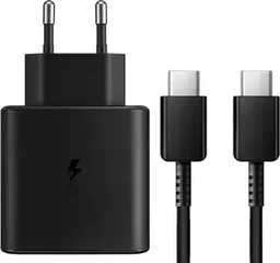 شارژر 45W دو پین سامسونگ مدل EP-TA845 به همراه کابل تبدیل Type-C to Type-C با گارانتی 6 ماهه شرکتی