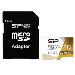 کارت حافظه  میکرو اس دی 512 گیگابایت سیلیکون پاور مدل Silicon Power MicroSD XC CL10 U3 Superior Pro UHS-I V30 A1 4K UHD W/1 100/80 با گارانتی 60 ماهه شرکتی