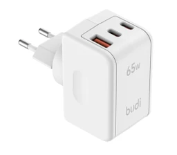 شارژر دیواری 65 وات بودی مدل Budi AC352EW با خروجی USB و USB-C با گارانتی ۱۸ ماهه شرکتی (۶ ماه تعویض)
