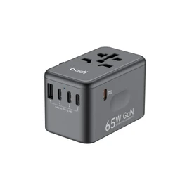شارژر دیواری 65 وات بودی مدل Budi AC355B65 با خروجی USB و USB-C با گارانتی ۱۸ ماهه شرکتی (۶ ماه تعویض)