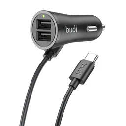 شارژر فندکی 17 وات بودی مدل Budi CC068TB1 با خروجی USB به همراه کابل USB-C با گارانتی ۱۸ ماهه شرکتی (۶ ماه تعویض)