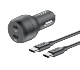 شارژر فندکی 40 وات بودی مدل Budi CC108RTTB با خروجی USB-C به همراه کابل USB-C به USB-C با گارانتی ۱۸ ماهه شرکتی (۶ ماه تعویض)