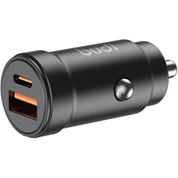 شارژر فندکی 30 وات بودی مدل Budi CC602B با خروجی USB و USB-C با گارانتی ۱۸ ماهه شرکتی (۶ ماه تعویض)