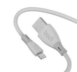 کابل شارژ سیلیکونی USB به لایتنینگ بودی مدل Budi DC202L12W طول 1.2 متر با گارانتی ۱۸ ماهه شرکتی (۶ ماه تعویض)