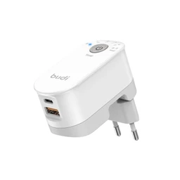 شارژر دیواری 18 وات بودی مدل Budi M8J030TE با خروجی USB و USB-C با گارانتی ۱۸ ماهه شرکتی (۶ ماه تعویض)