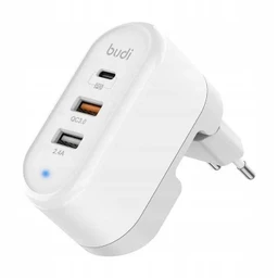 شارژر دیواری 18 وات بودی مدل Budi M8J315TE با خروجی USB و USB-C با گارانتی ۱۸ ماهه شرکتی (۶ ماه تعویض)