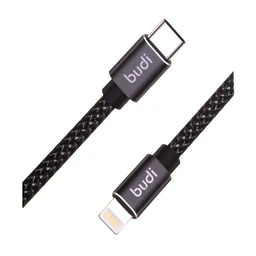 کابل شارژ کنفی USB-C به لایتنینگ بودی مدل Budi DC206TL20B طول 2 متر با گارانتی ۱۸ ماهه شرکتی (۶ ماه تعویض)