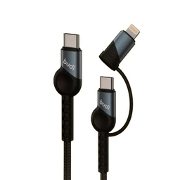 کابل شارژ کنفی USB-C به USB-C / لایتنینگ بودی مدل Budi DC231TTL10B طول 1 متر با گارانتی ۱۸ ماهه شرکتی (۶ ماه تعویض)