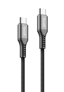 کابل شارژ کنفی USB-C به USB-C بودی مدل Budi DC253TT12B طول 1.2 متر با گارانتی ۱۸ ماهه شرکتی (۶ ماه تعویض)