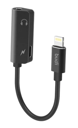 کابل تبدیل لایتنینگ به جک 3.5 میلی متری بودی مدل Budi DC137B طول 0.12 متر با گارانتی ۱۸ ماهه شرکتی (۶ ماه تعویض)