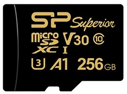 کارت حافظه میکرو اس دی 256 گیگابایت سیلیکون مدل Silicon Power MicroSD HC CL10 U3 Golden Series Superior UHS-I V30 A1 4K UHD W/0 100/80 با گارانتی 60 ماهه شرکتی