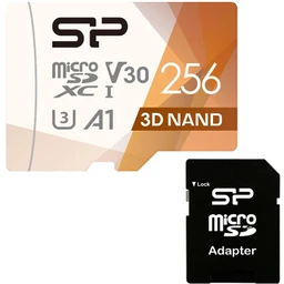 کارت حافظه میکرو اس دی 256 گیگابایت سیلیکون مدل Silicon Power MicroSD XC CL10 U3 Superior Pro UHS-I V30 A1 4K UHD W/1 100/80 با گارانتی 60 ماهه شرکتی