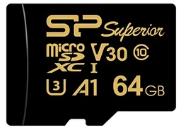 کارت حافظه میکرو اس دی 64 گیگابایت سیلیکون مدل Silicon Power MicroSD HC CL10 U3 Golden Series Superior UHS-I V30 A1 4K UHD W/0 100/80 با گارانتی 60 ماهه شرکتی