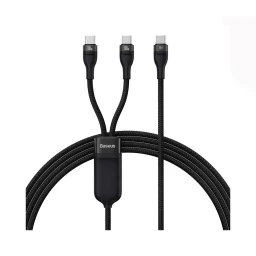 کابل شارژ یک به دو USB-C به USB-C باسئوس مدل Baseus Flash Series Ⅱ One-for-Two Fast Charging Cable Type-C to C C 100W طول 1.5 متر با گارانتی 24 ماهه شرکتی