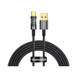 کابل شارژ USB به Type-C باسئوس مدل Baseus Explorer Series Auto Power-Off Fast Charging Data Cable 100W طول 1 متر با گارانتی 24 ماهه شرکتی