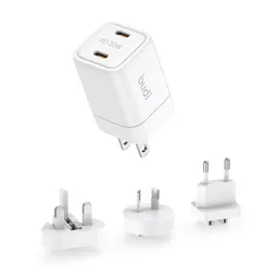 شارژر دیواری 33 وات بودی مدل Budi AC016RSW با 2 خروجی USB-C با گارانتی ۱۸ ماهه شرکتی (۶ ماه تعویض)
