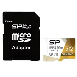 کارت حافظه  میکرو اس دی 512 گیگابایت سیلیکون پاور مدل Silicon Power MicroSD XC CL10 U3 Superior Pro UHS-I V30 A1 4K UHD W/1 100/80 با گارانتی 60 ماهه شرکتی