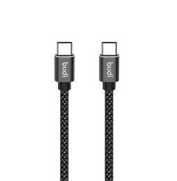 کابل شارژ کنفی ‌USB-C به ‌USB-C بودی مدل Budi DC206TT10B طول 1 متر با گارانتی ۱۸ ماهه شرکتی (۶ ماه تعویض)