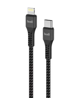 کابل شارژ کنفی USB-C به لایتنینگ بودی مدل Budi DC210TL10B طول 1 متر با گارانتی ۱۸ ماهه شرکتی (۶ ماه تعویض)