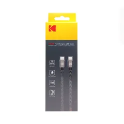 کابل شارژ کنفی USB-C به USB-C کداک 65 وات مدل Kodak USBC-5920 طول 1 متر با گارانتی 12 ماهه شرکتی